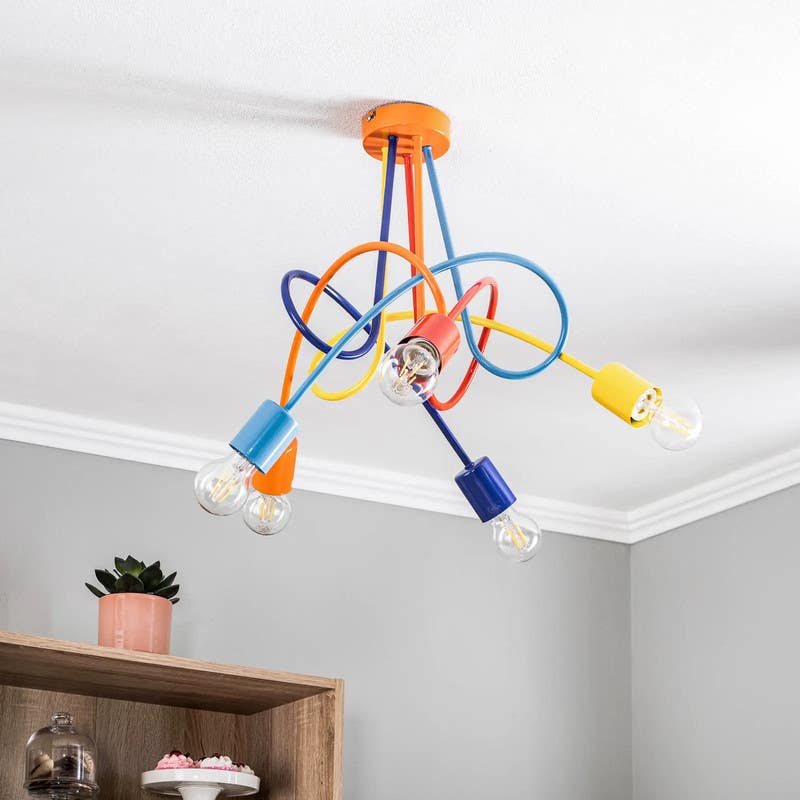 Ceiling chandelier, 5 bulbs, 35x60 cm - multi-colored