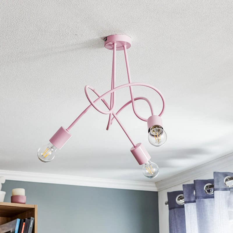 Ceiling chandelier, 3 lights, 35x46 cm - light pink