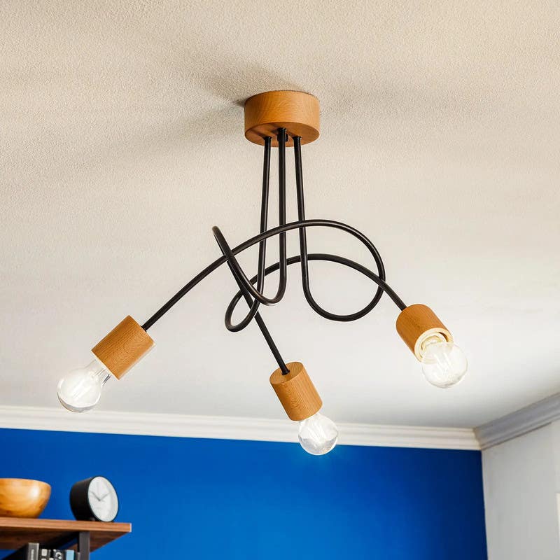 Ceiling chandelier, 3 bulbs, 35x46 cm - black beige
