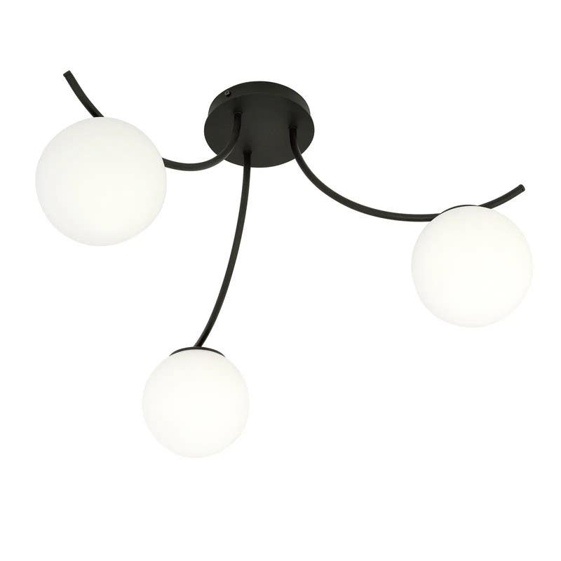 Ceiling chandelier, 3 bulbs, 45x70 cm - black and white