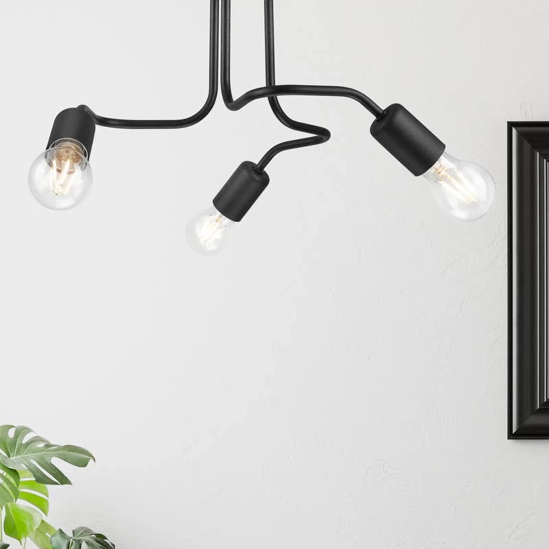 Ceiling chandelier, 3 bulbs, 25x46 cm - black