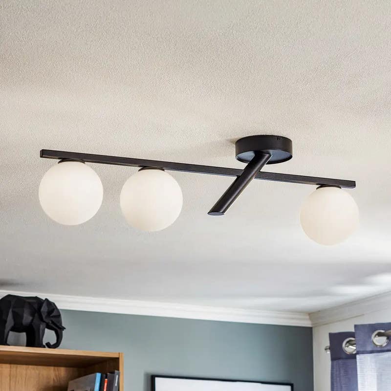 Ceiling chandelier, 3 lights, 29x78 cm - black and white
