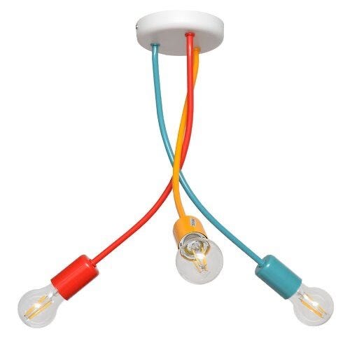 Ceiling chandelier, 3 bulbs, 43x36 cm - multi-colored