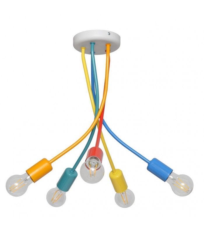 Ceiling chandelier, 5 bulbs, 43x41 cm - multi-colored