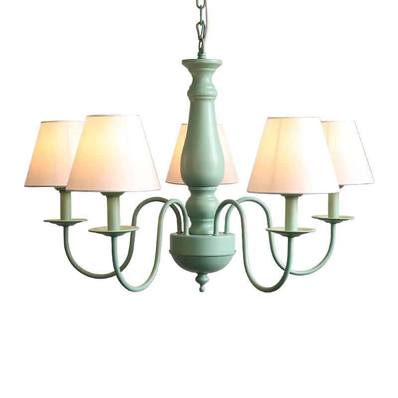 Ceiling chandelier, 5 bulbs, 70x63 cm - light green beige