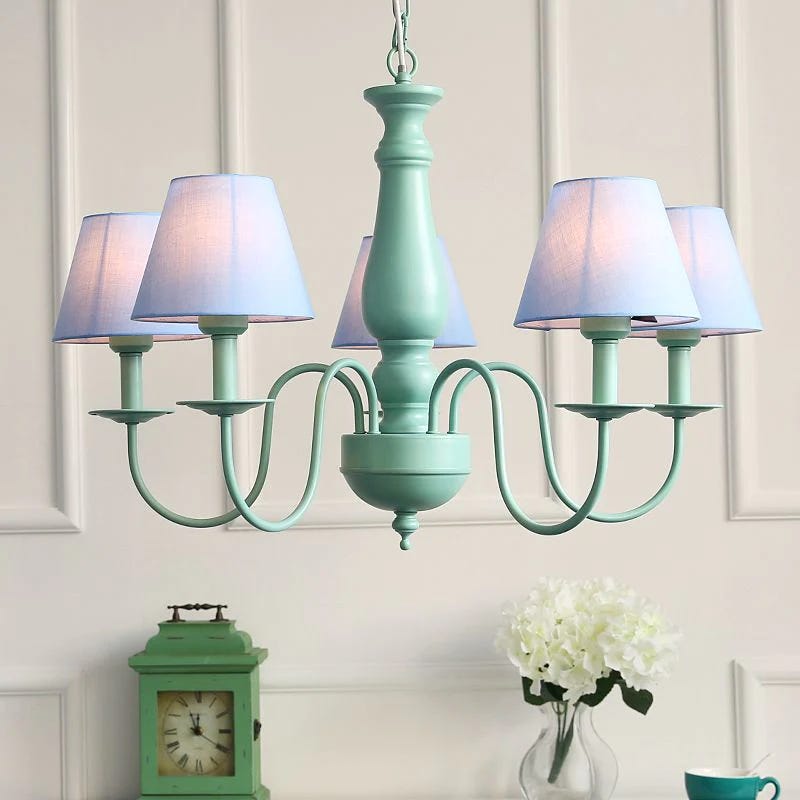 Ceiling chandelier, 5 bulbs, 70x63 cm - light green beige