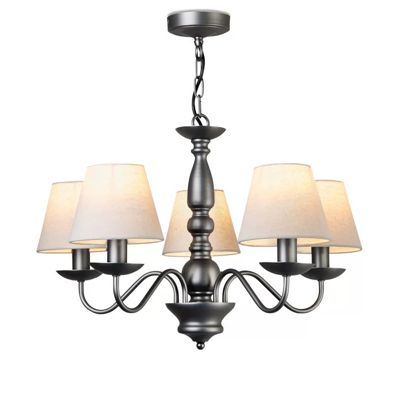 Ceiling chandelier, 5 bulbs, 70x63 cm - black off white