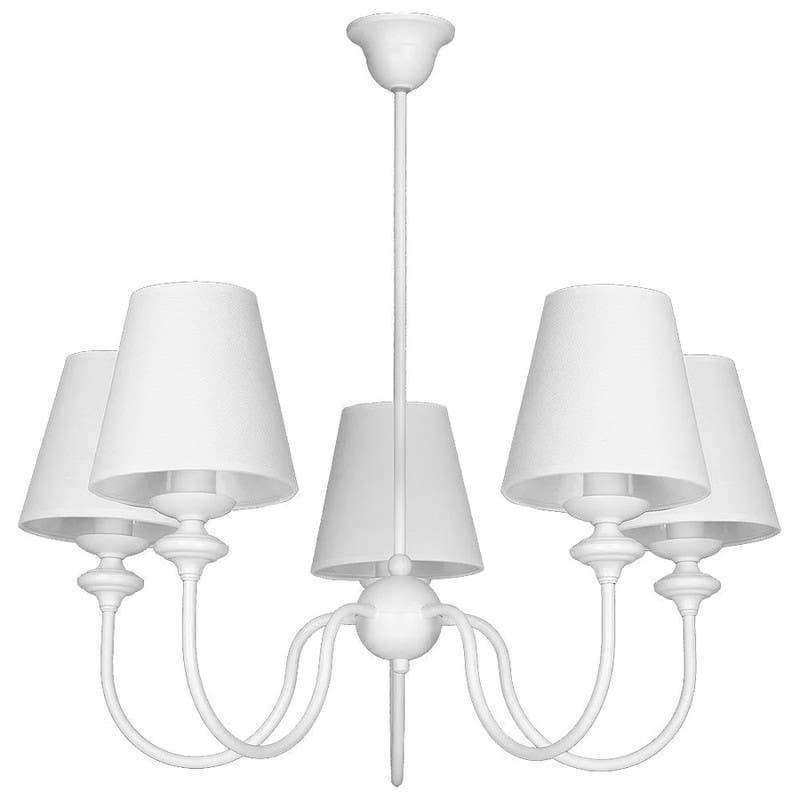 Ceiling chandelier, 5 bulbs, 70x63 cm - white
