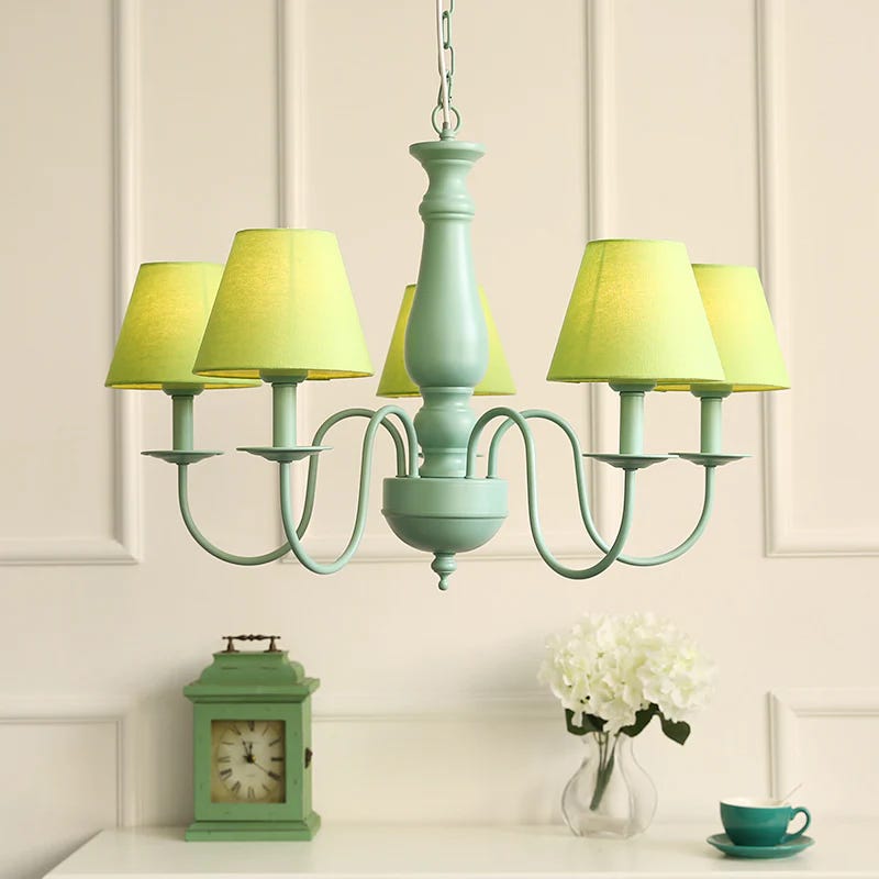 Ceiling chandelier, 5 bulbs, 70x63 cm - light green