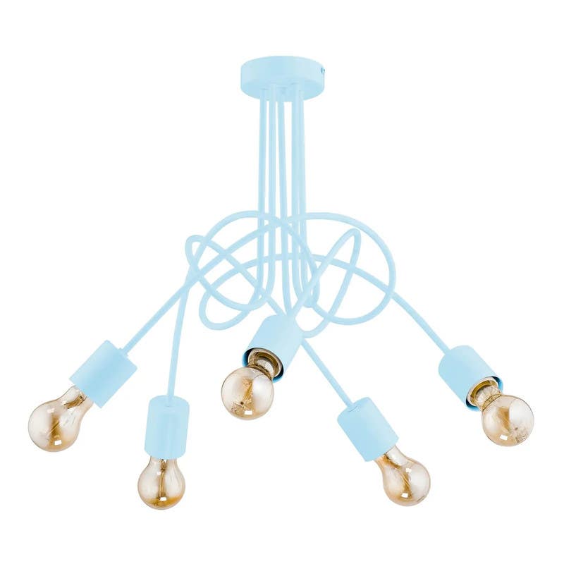 Ceiling chandelier, 5 bulbs, 35x60 cm - light blue