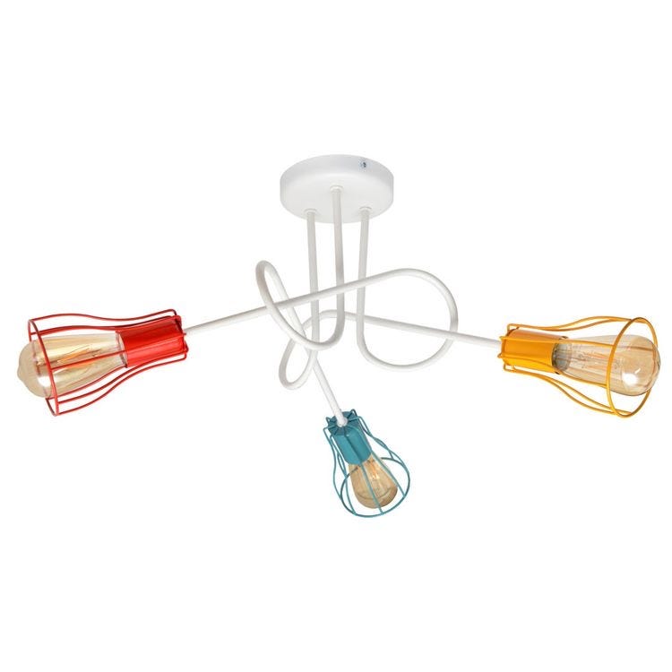 Ceiling chandelier, 3 bulbs, 40x56 cm - multi-colored