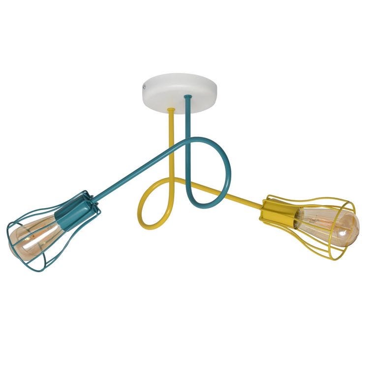 Ceiling chandelier, 2 bulbs, 30x42 cm - multi-colored