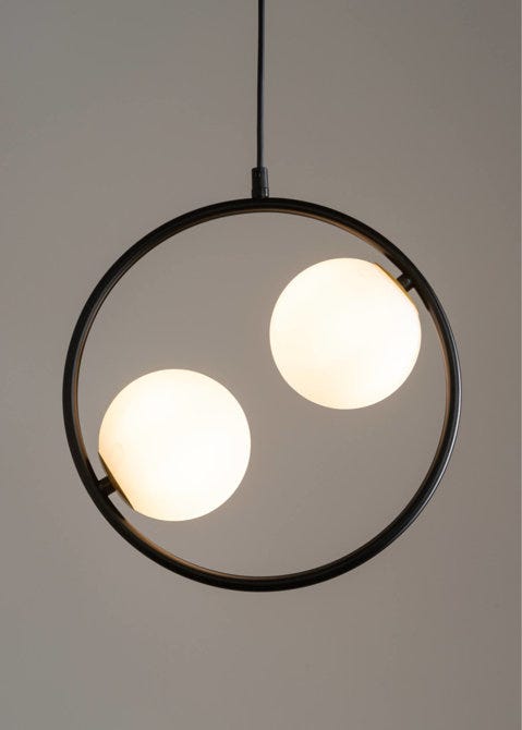 Ceiling chandelier, 2 bulbs, 33x120 cm - black gold