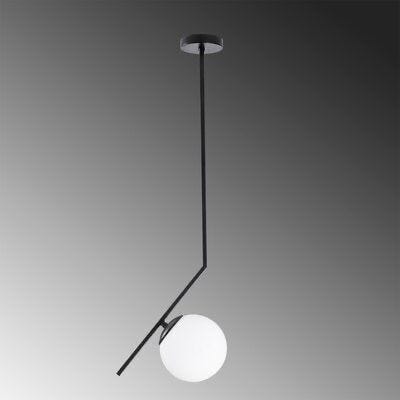 Ceiling chandelier, 1 bulb, 60x29 cm - black white