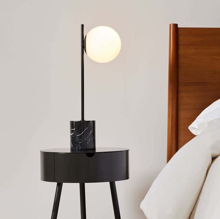 Steel Modern Lighting Table, 45×20 cm - Black White