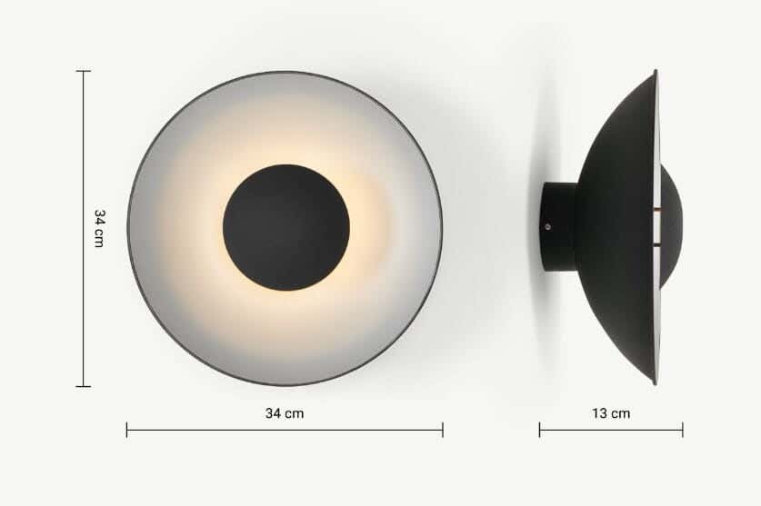 Steel Modern Wall Light Hanging, 34×34 cm - Black White