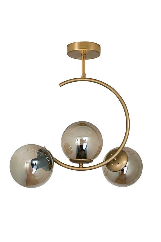 Ceiling chandelier, 3 bulbs, 50x50 cm - gold