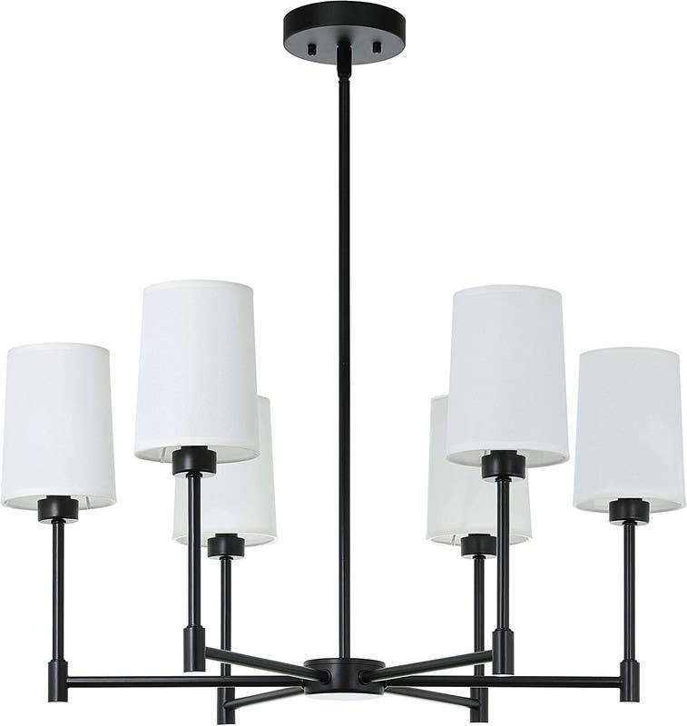 Ceiling chandelier, 6 bulbs, 65x60 cm - black and white