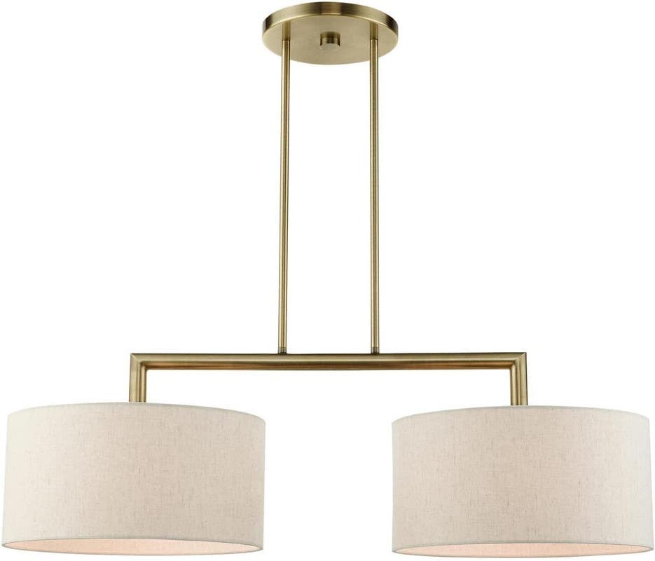 Ceiling chandelier, 2 bulbs, 45x70 cm - white gold