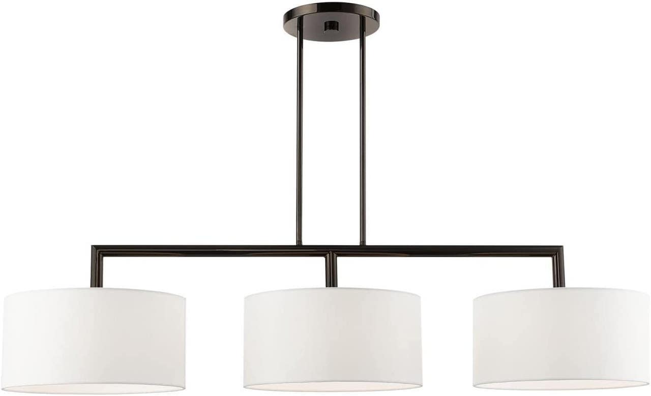 Ceiling chandelier, 3 bulbs, 45x100 cm - black white