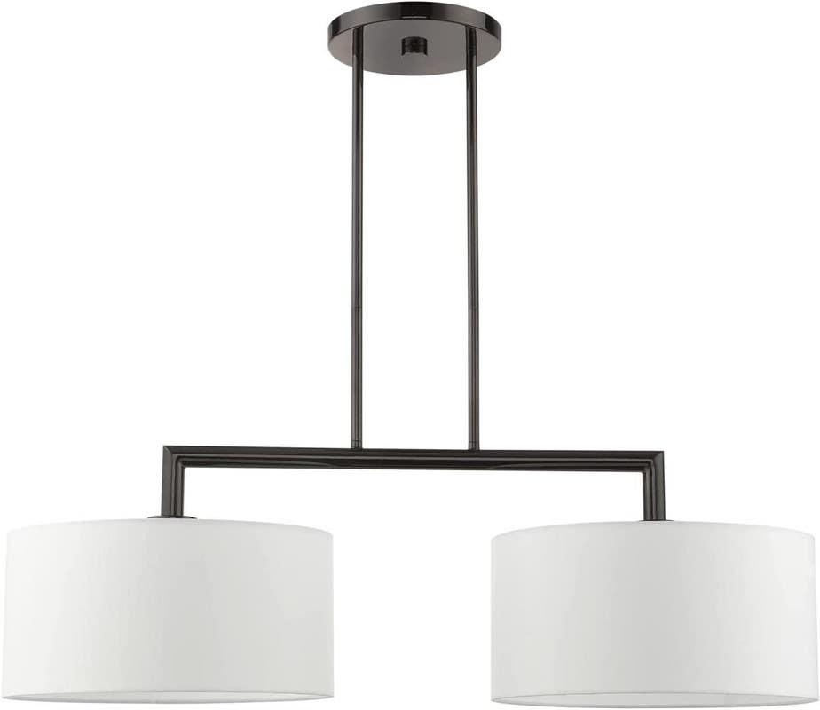 Ceiling chandelier, 2 bulbs, 45x70 cm - black and white