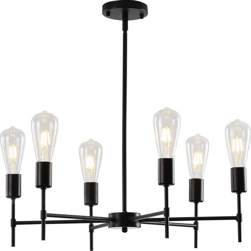 Ceiling chandelier, 6 bulbs, 55x65 cm - black