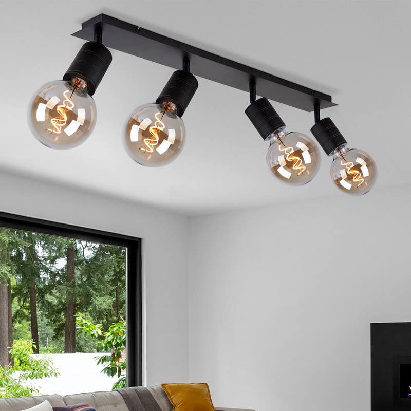 Ceiling chandelier, 4 bulbs, 10x50 cm - black