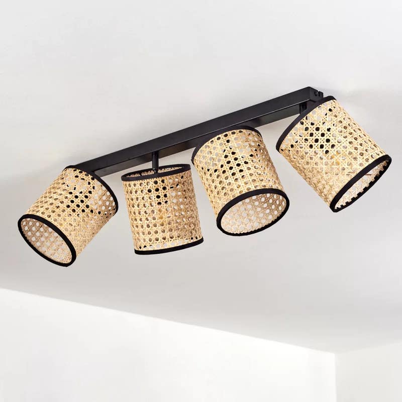 Ceiling chandelier, 4 bulbs, 20x60 cm - beige black