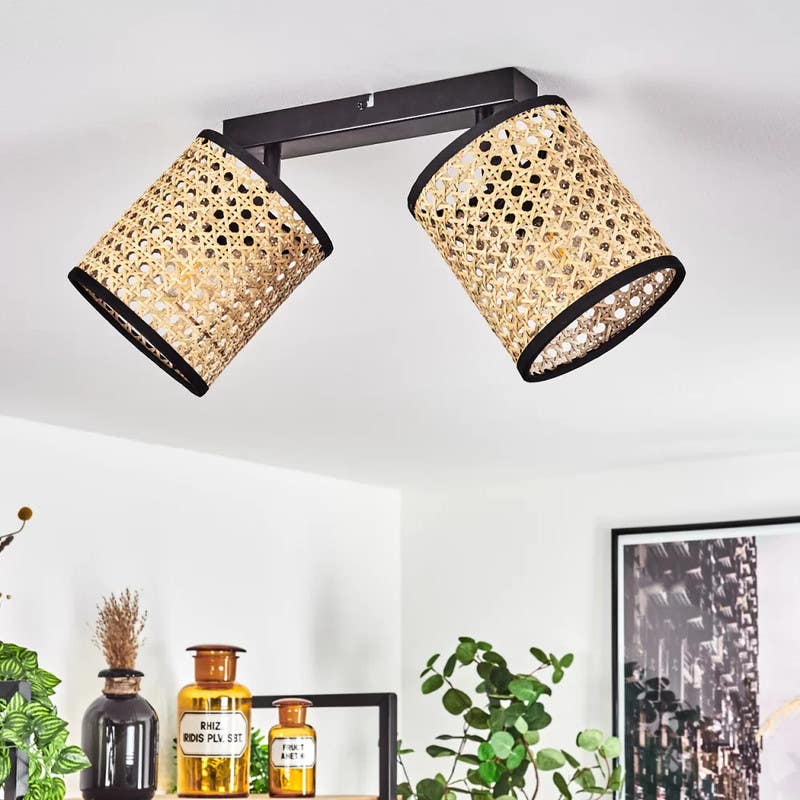 Ceiling chandelier, 2 bulbs, 23x25 cm - beige black