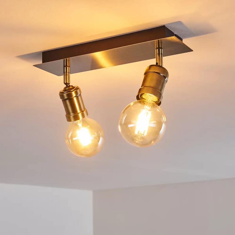 Ceiling chandelier, 2 bulbs, 15x26 cm - black