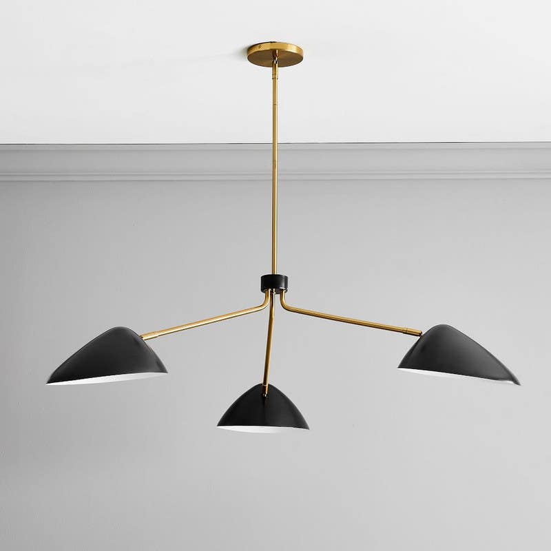 Ceiling chandelier, 3 lights, 64x81 cm - black gold