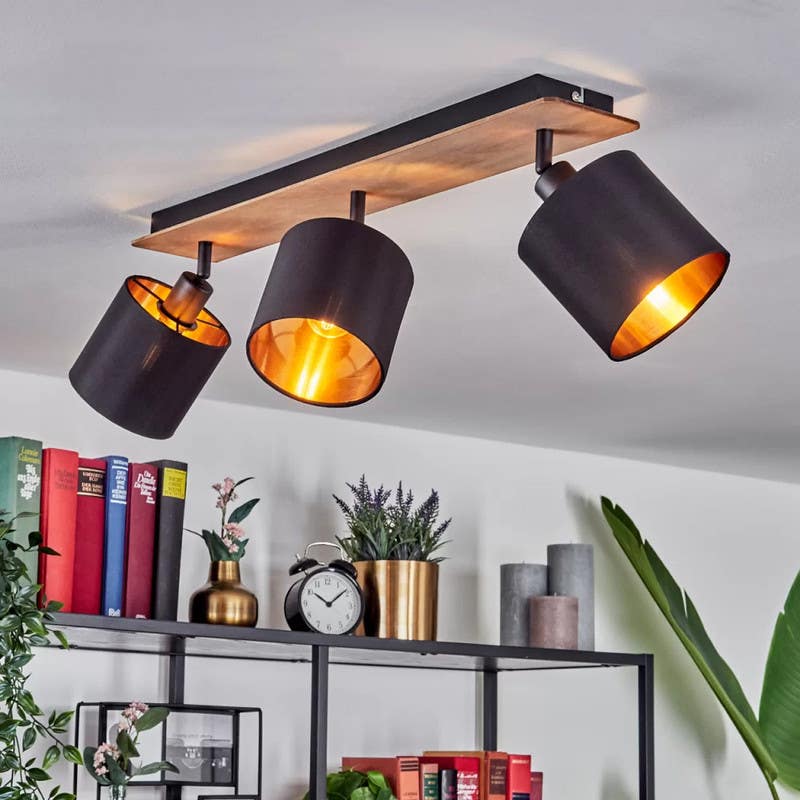 Ceiling chandelier, 3 bulbs, 21x55 cm - black
