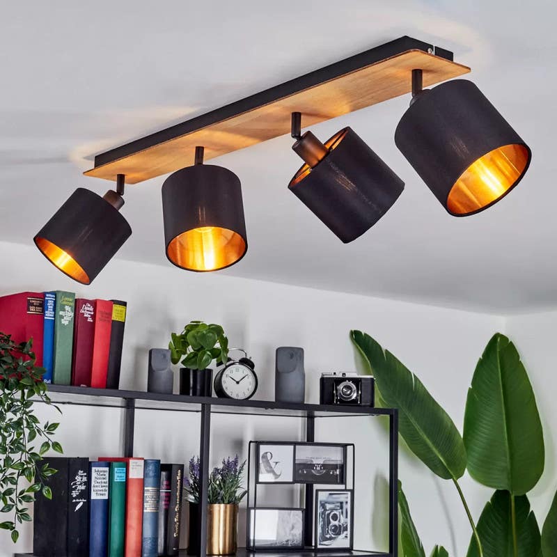 Ceiling chandelier, 4 bulbs, 19x75 cm - black beige