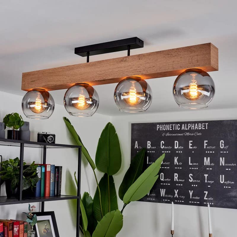 Ceiling chandelier, 4 bulbs, 29x90 cm - Beige