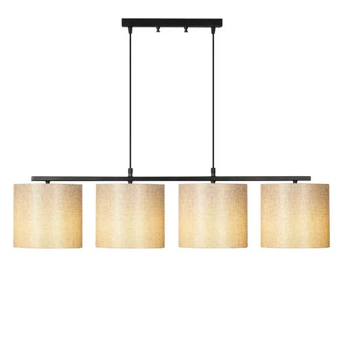 Ceiling chandelier, 4 bulbs, 110x120 cm - beige black