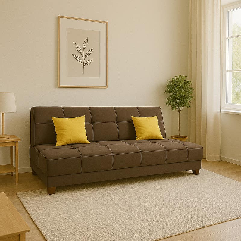 Beech Wood Sofa Bed, 93×190×60 cm - Brown