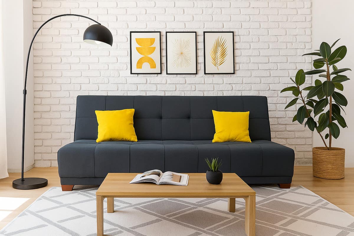 Beech Wood Sofa Bed, 93×190×60 cm - Dark Grey