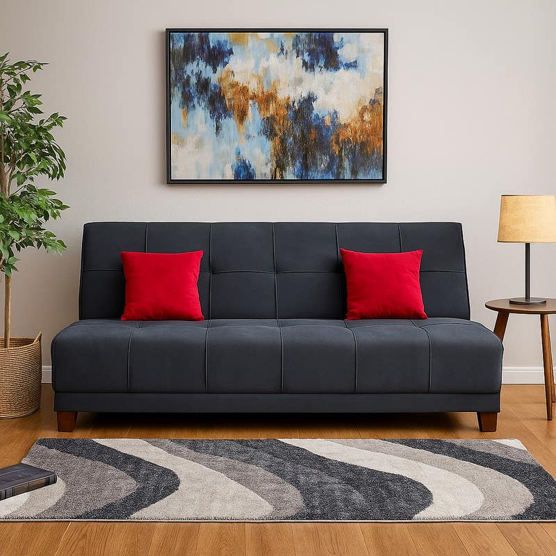 Beech Wood Sofa Bed, 93×190×60 cm - Dark Grey