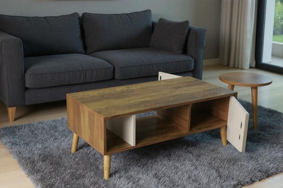 Mdf Center Table, 105 X 60 X 44 Cm - Beige Brown