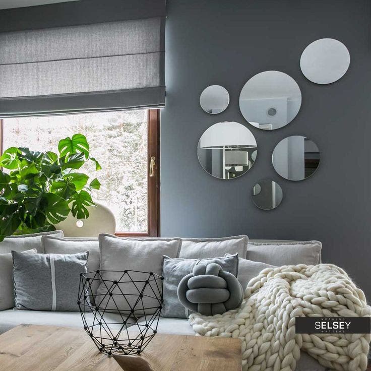 Lion Hose Round Modern Decorative Mirror Set, Multi-Size, 6 Pieces - Frameless
