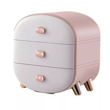 Underwear And Socks Storage, 3 Drawers - White Pink