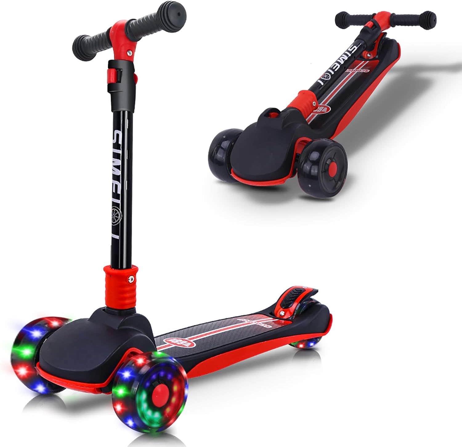 Kids Scooter, Three Lighting Wheels - Red