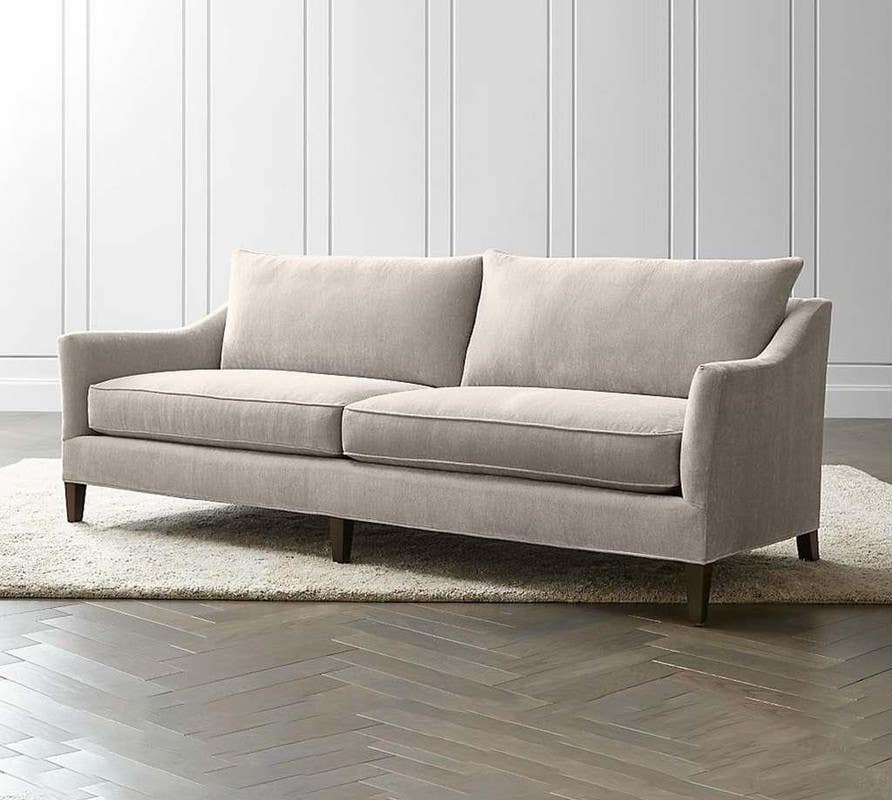 Wooden 2 Seats Sofa, Linen Lined, 200×80×80 cm - Beige