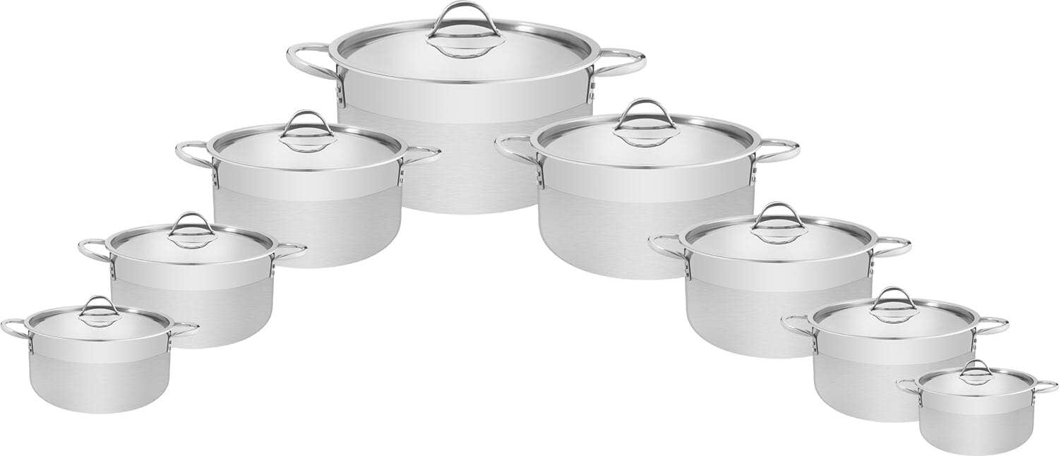 Al Ahram Aluminum Cookware Set, 16 Pieces - Silver