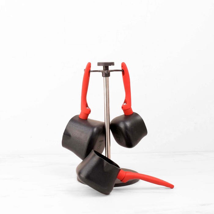 Bianca Granite Coffee Pot Set with Stand, 4 Pieces - Black