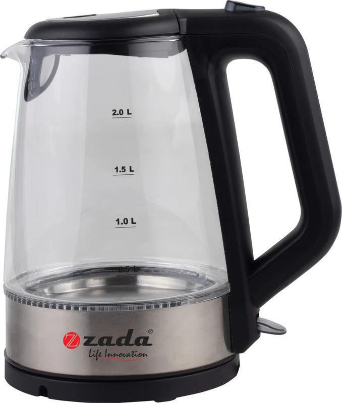 Zada ZKT-310 Electric Kettle, 2200 Watt, 2 Liter - Clear Black
