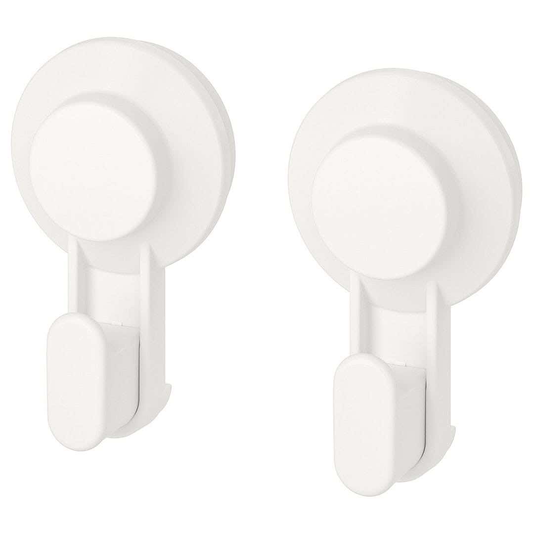 Rubber Adhesive Hanger, 2 Pieces, Plastic - White