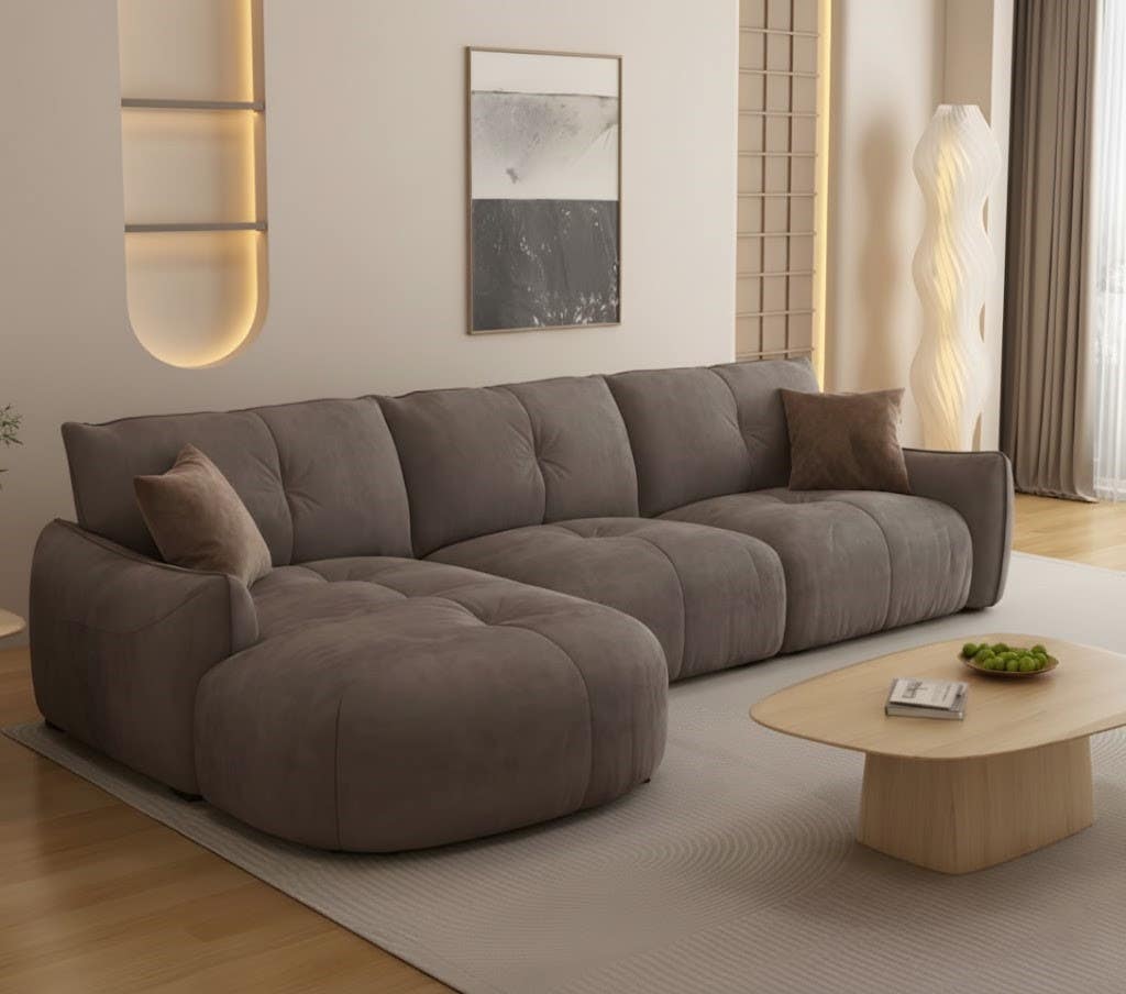 Beech Wood Modern Sofa, 85x280x85x170 cm - Brown
