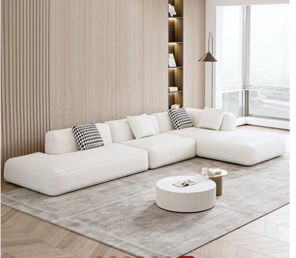 Beech Wood Modern Sofa, 80x300x85x170 cm - Beige